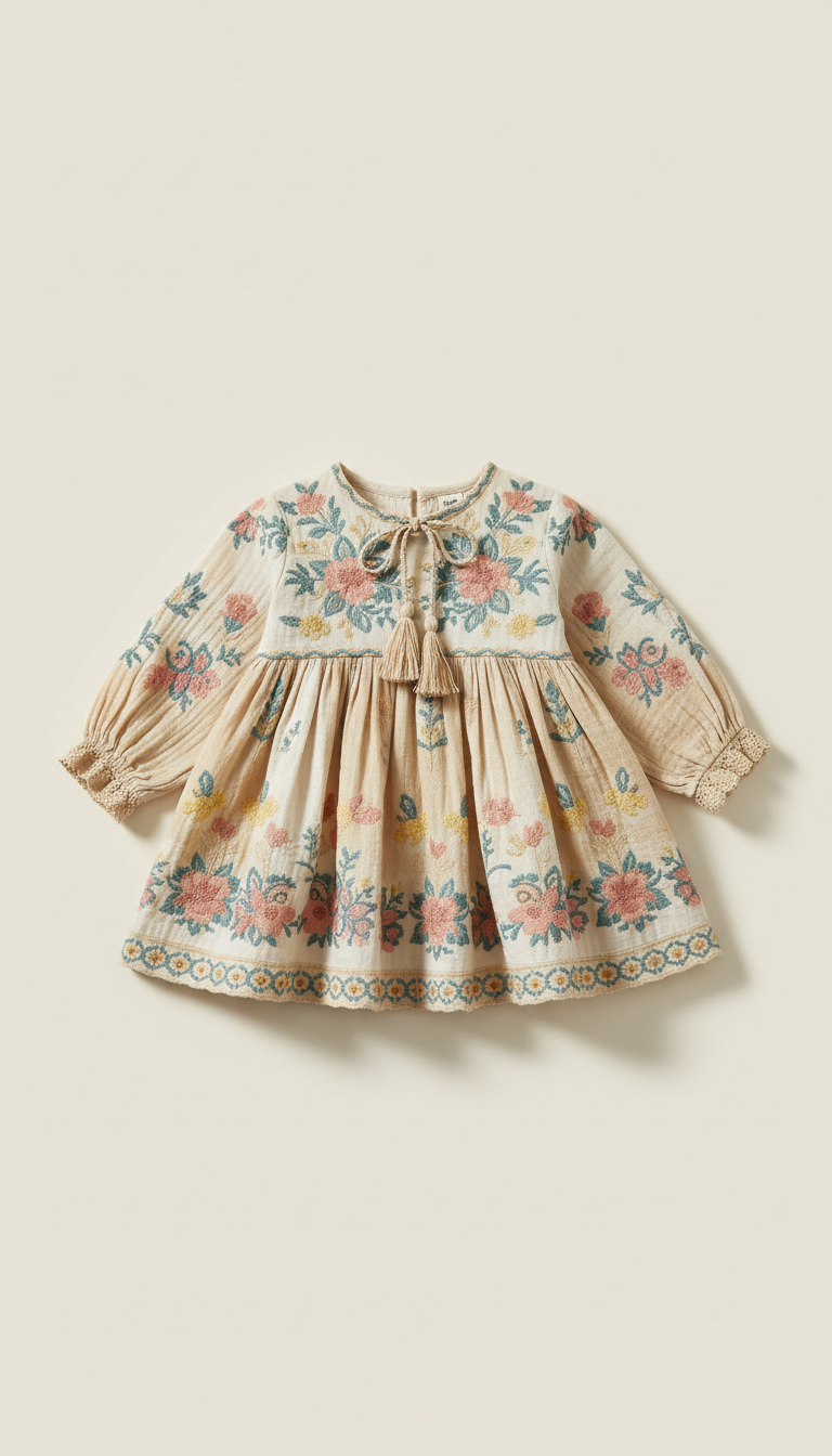 Printed boho baby dress