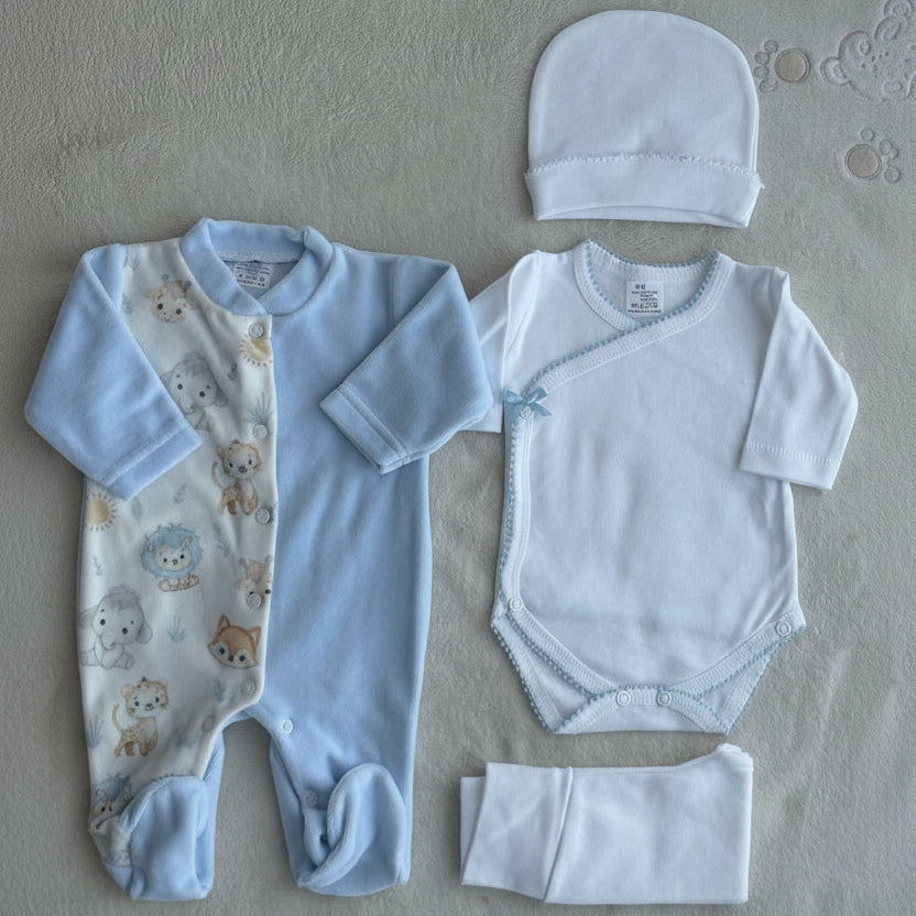 Conjunto babygrow + body e colante +gorro