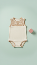 Boho crochet-trim baby body