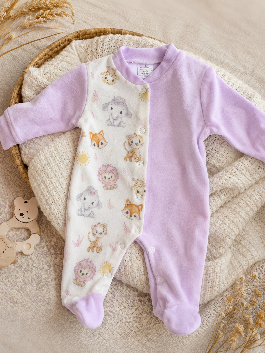 Babygrow de trespasse em tecido laminado